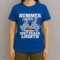 Summer Nights And Dirt Track Lights Racing Driver Funny Gift Cute Gift T-Shirt thumb 4