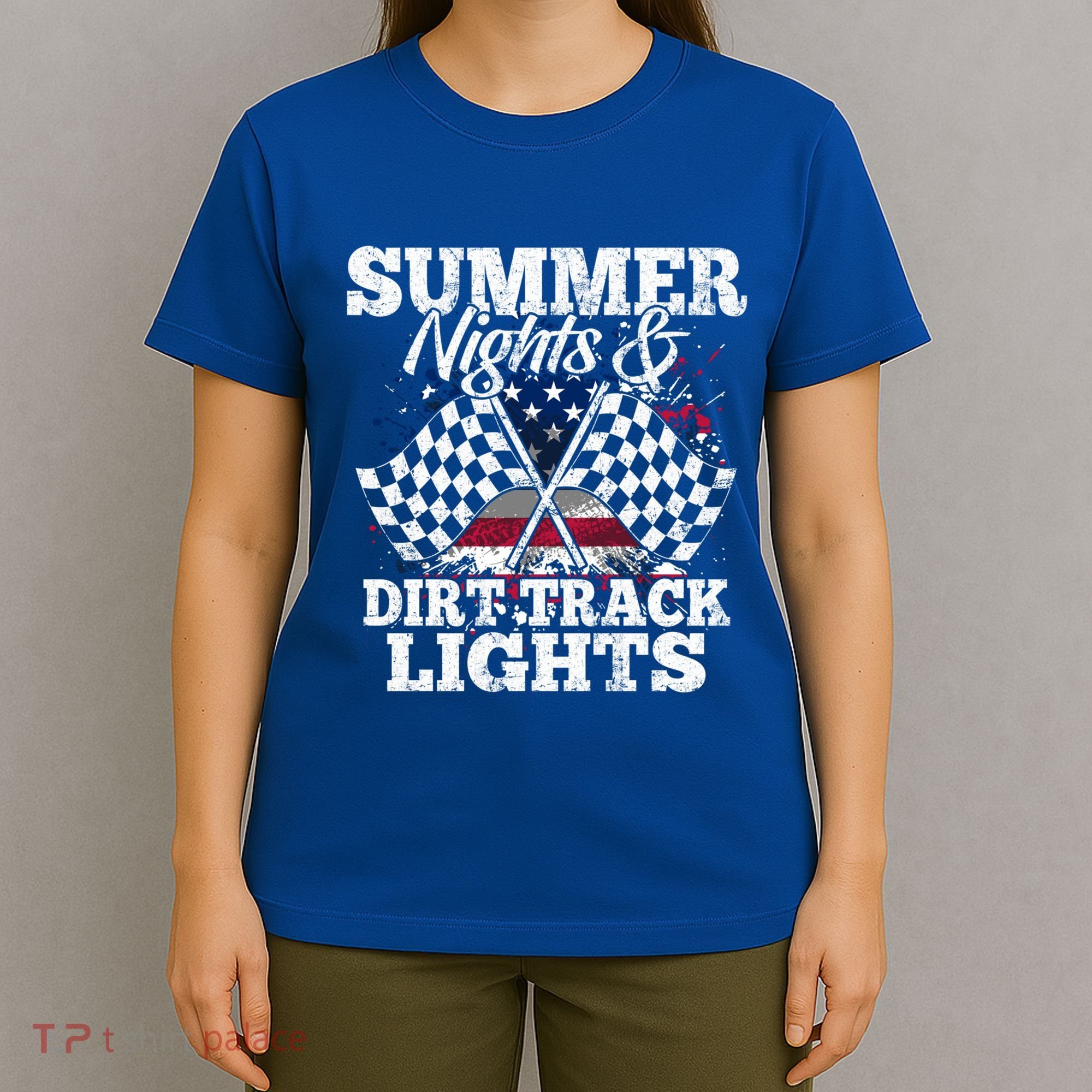 Summer Nights And Dirt Track Lights Racing Driver Funny Gift Cute Gift T-Shirt