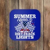 Summer Nights And Dirt Track Lights Racing Driver Funny Gift Cute Gift Coaster thumb 0