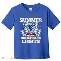 Summer Nights And Dirt Track Lights Racing Driver Funny Gift Cute Gift Toddler T-Shirt thumb 0