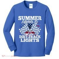 Summer Nights And Dirt Track Lights Racing Driver Funny Gift Cute Gift Kids Long Sleeve Shirt thumb 0