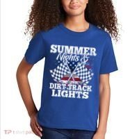Summer Nights And Dirt Track Lights Racing Driver Funny Gift Cute Gift Kids T-Shirt thumb 2