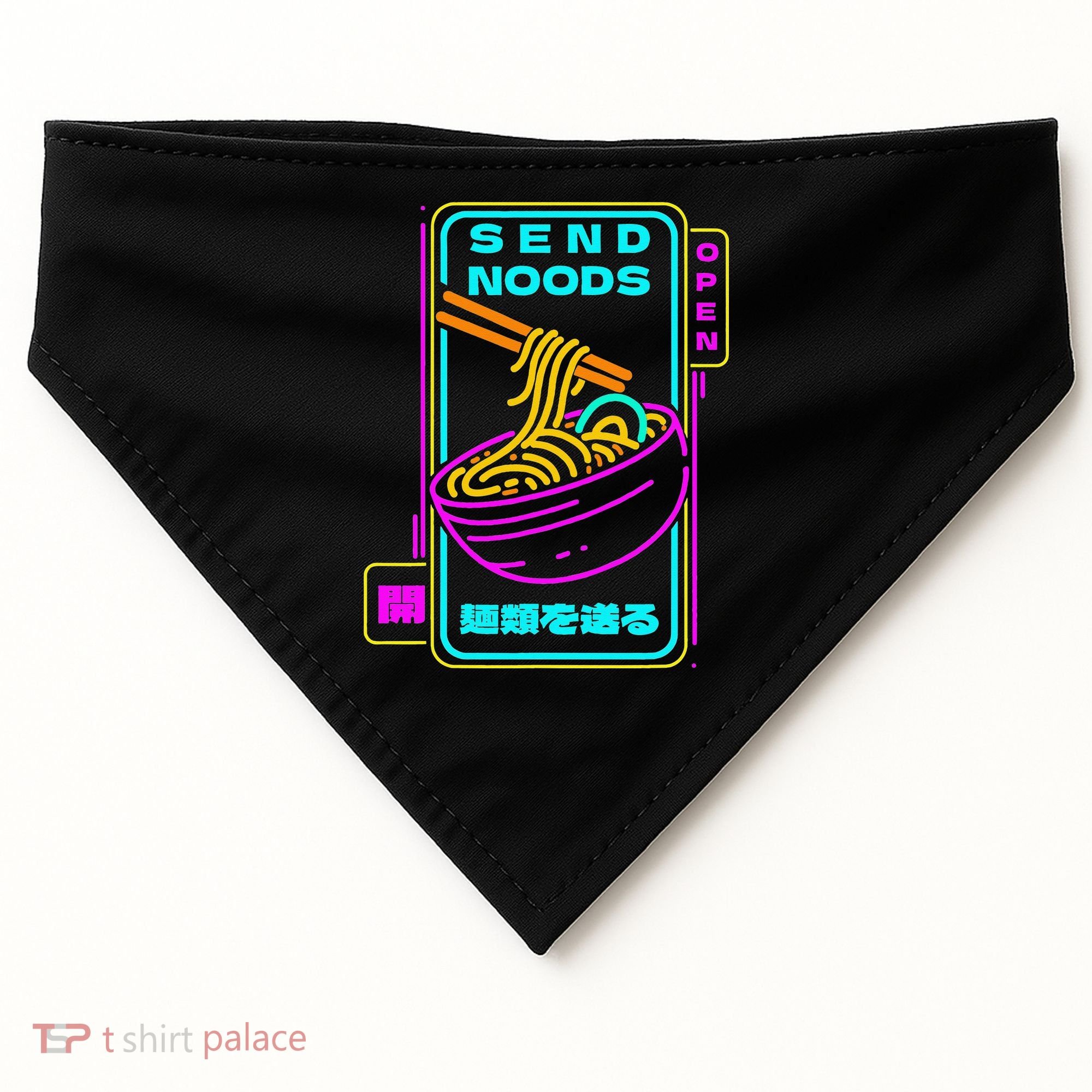 Send Noodle Bowl Funny Ra Noods Anime Japan Neon Glow Tee USA-Made Doggie Bandana