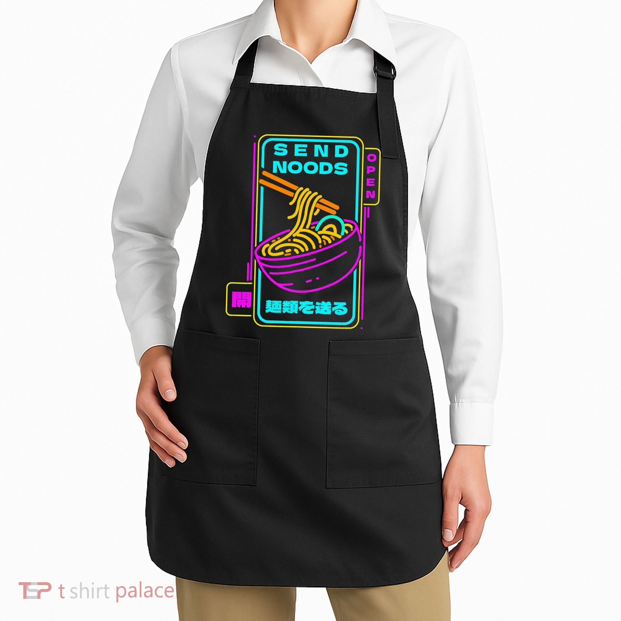 Send Noodle Bowl Funny Ra Noods Anime Japan Neon Glow Tee Apron
