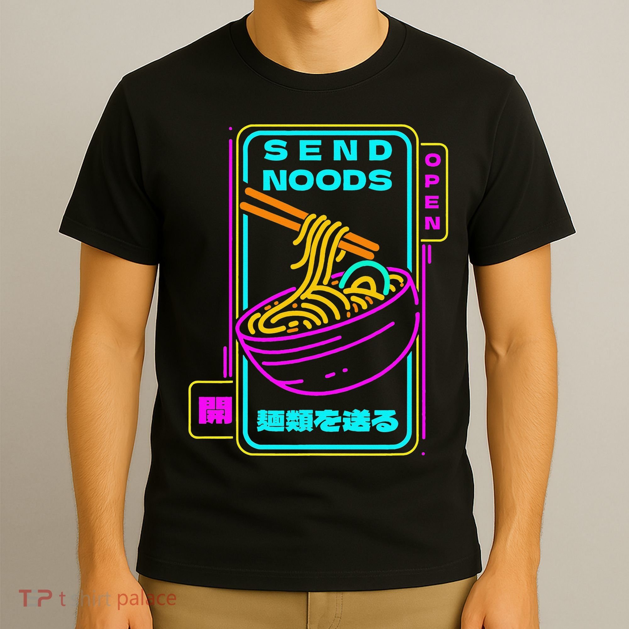 Send Noodle Bowl Funny Ra Noods Anime Japan Neon Glow Tee T-Shirt