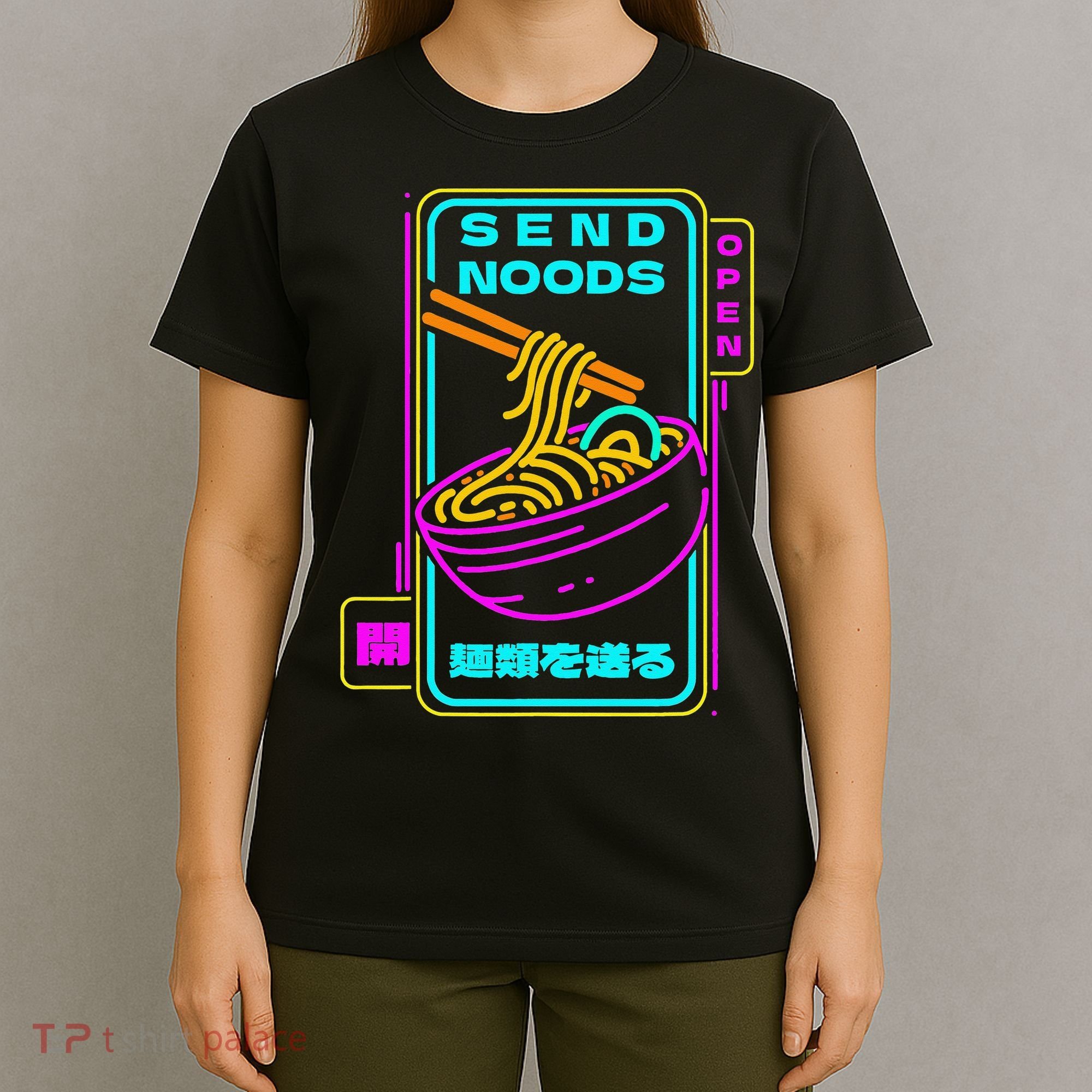 Send Noodle Bowl Funny Ra Noods Anime Japan Neon Glow Tee T-Shirt