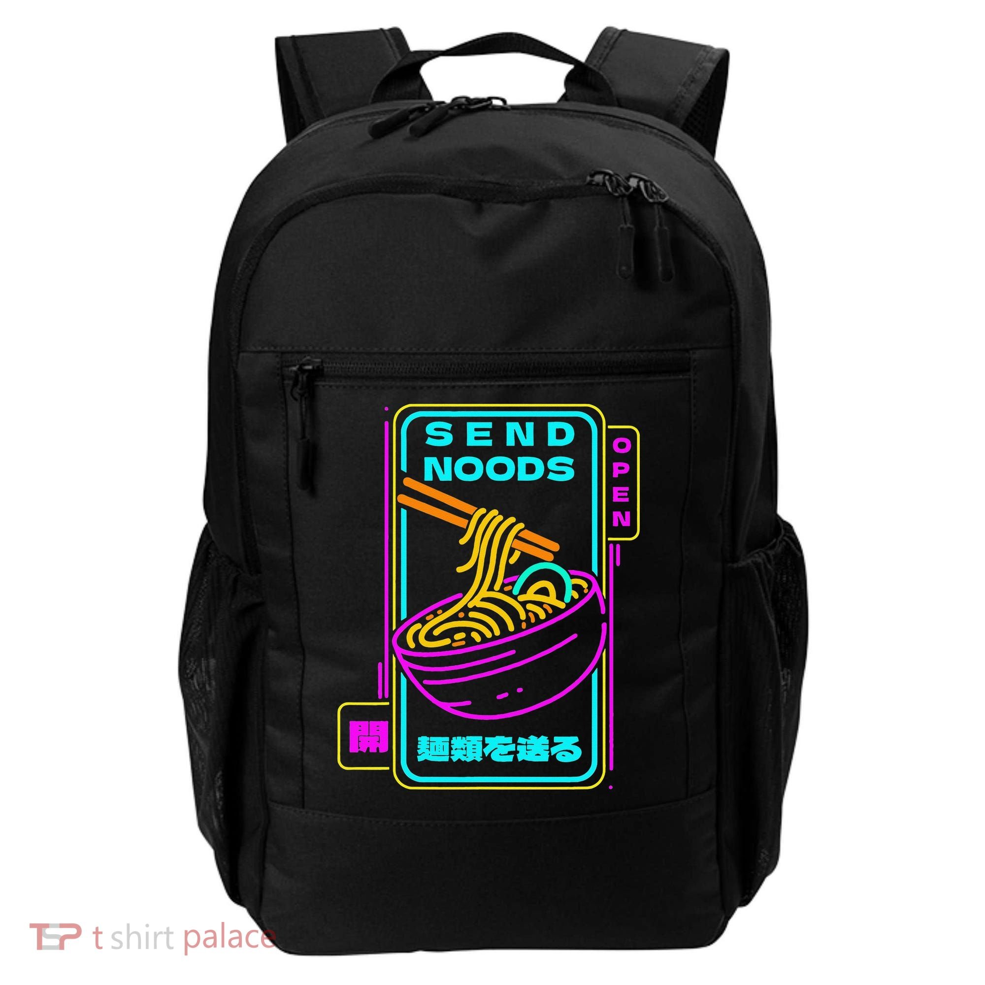 Send Noodle Bowl Funny Ra Noods Anime Japan Neon Glow Tee Backpack