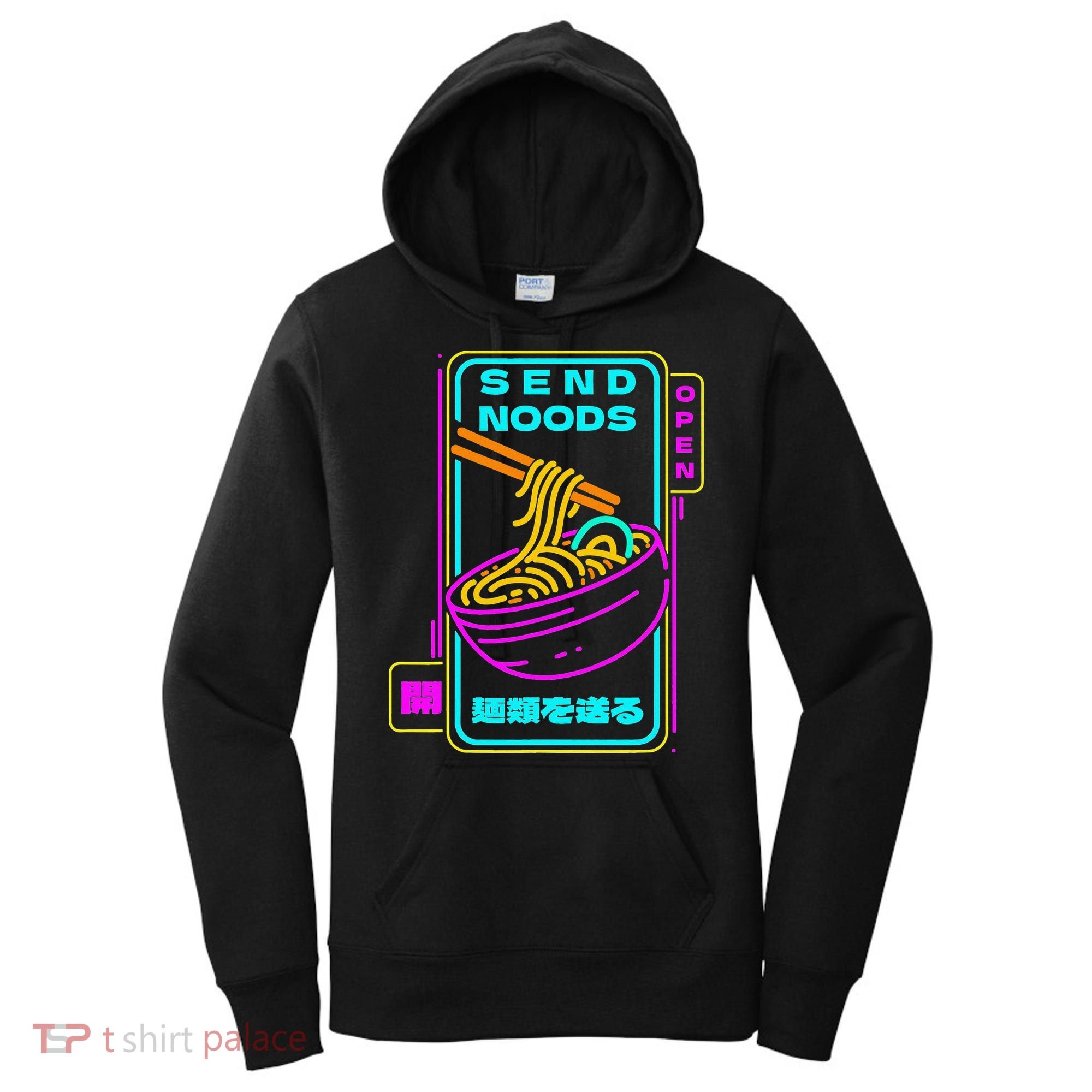 Send Noodle Bowl Funny Ra Noods Anime Japan Neon Glow Tee Women's Hoodie