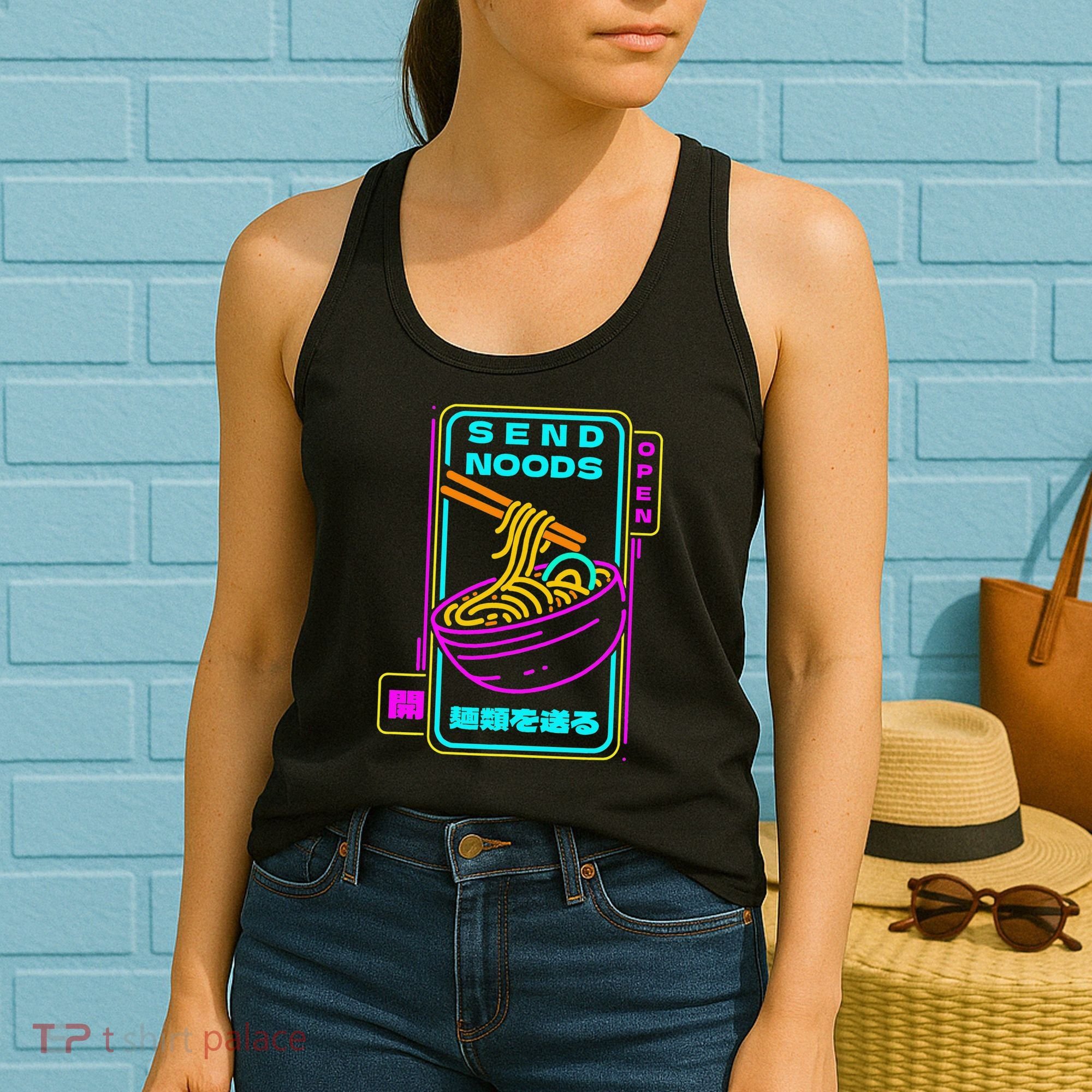 Send Noodle Bowl Funny Ra Noods Anime Japan Neon Glow Tee Women's Tank Top
