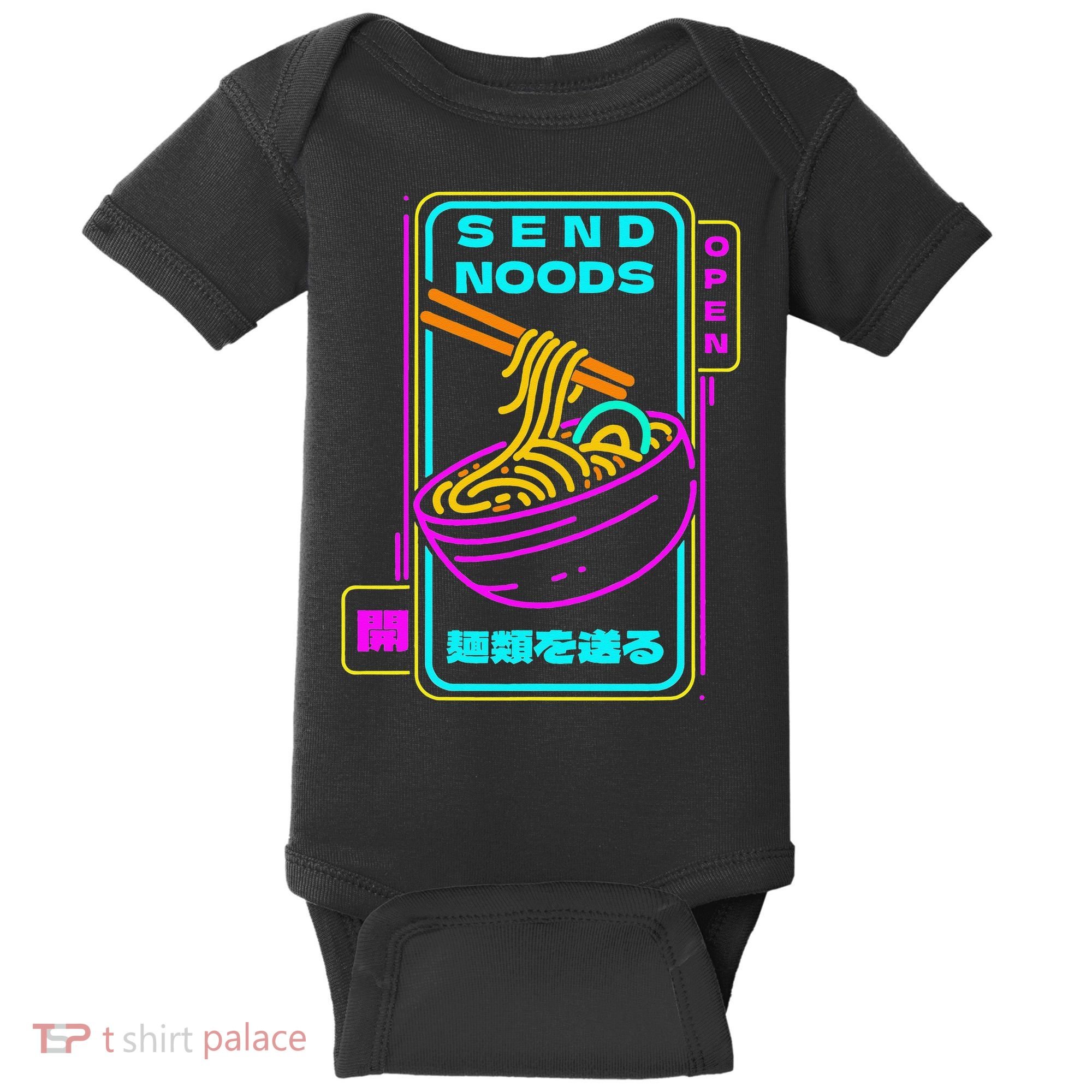 Send Noodle Bowl Funny Ra Noods Anime Japan Neon Glow Tee Baby Bodysuit