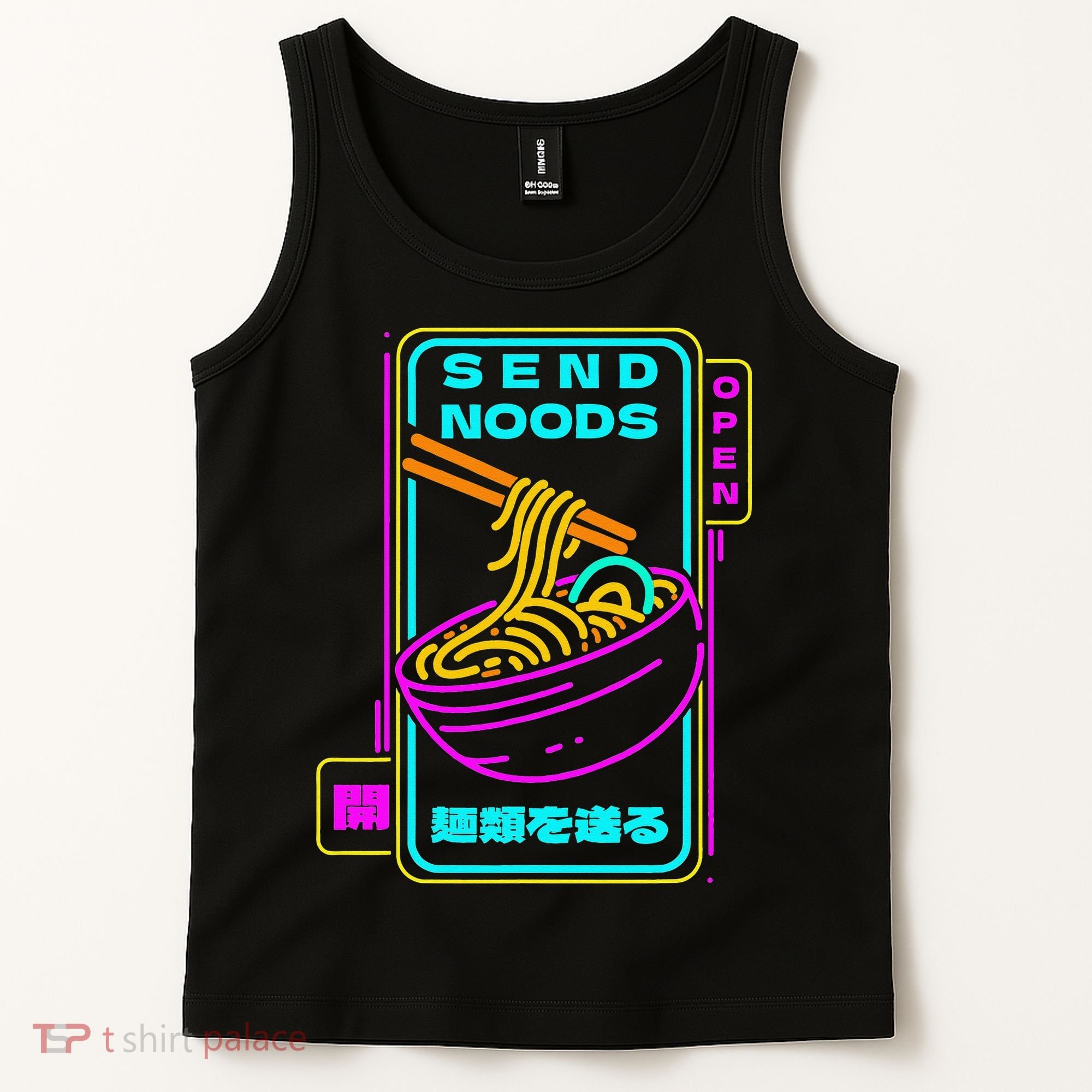 Send Noodle Bowl Funny Ra Noods Anime Japan Neon Glow Tee Tank Top