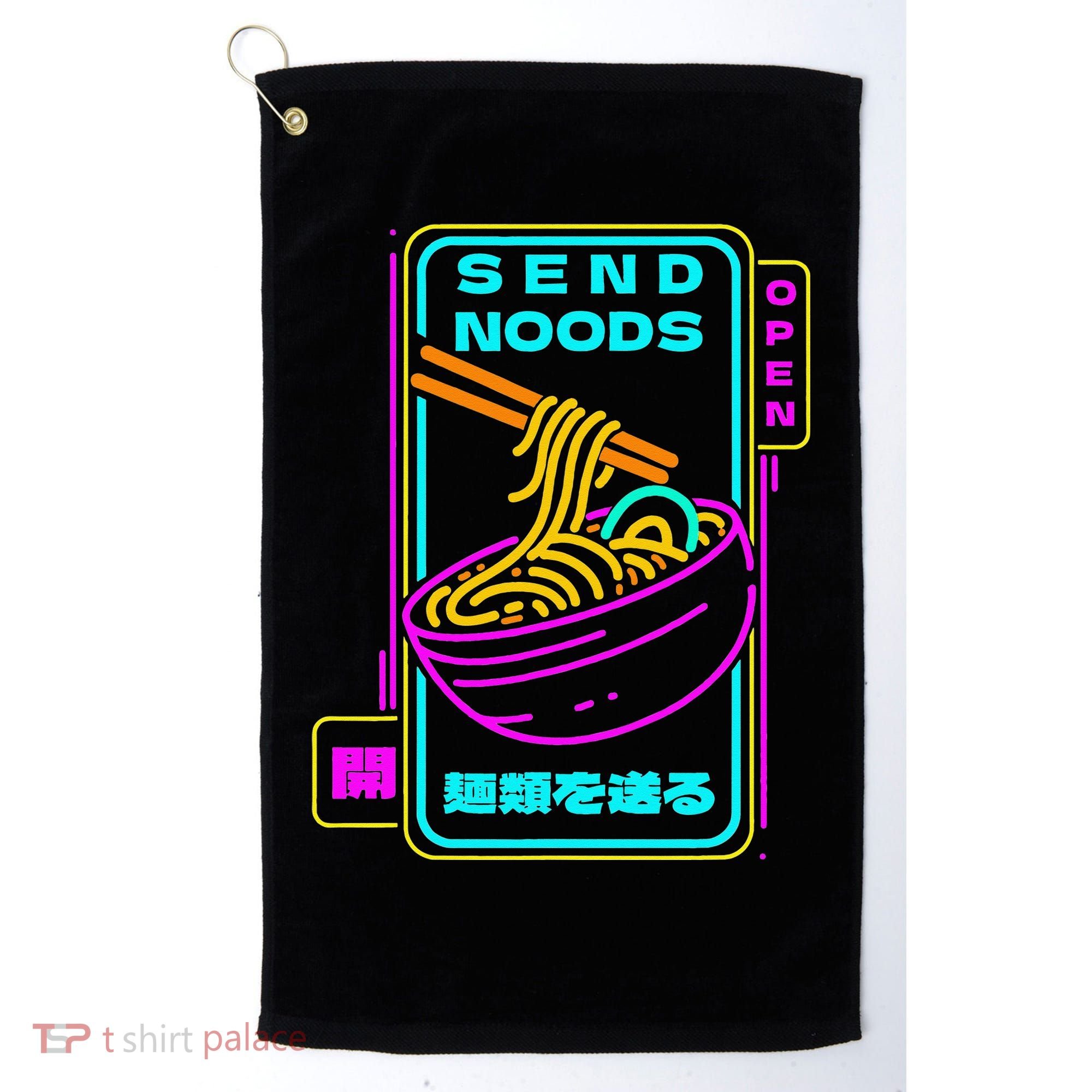 Send Noodle Bowl Funny Ra Noods Anime Japan Neon Glow Tee Golf Towel