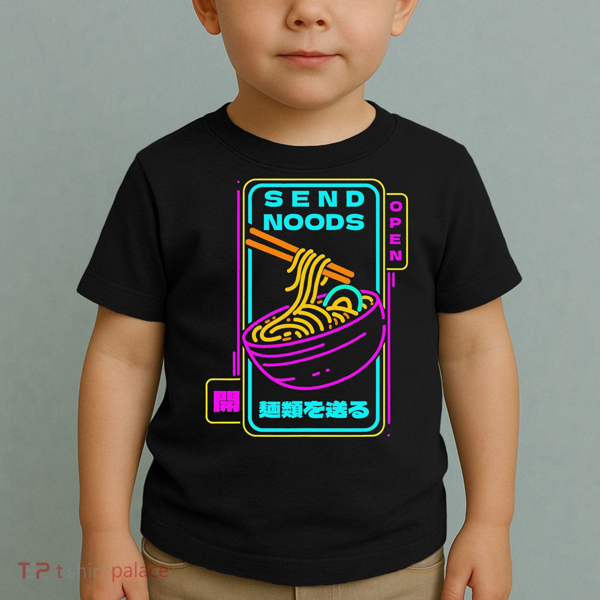 Send Noodle Bowl Funny Ra Noods Anime Japan Neon Glow Tee Toddler T-Shirt