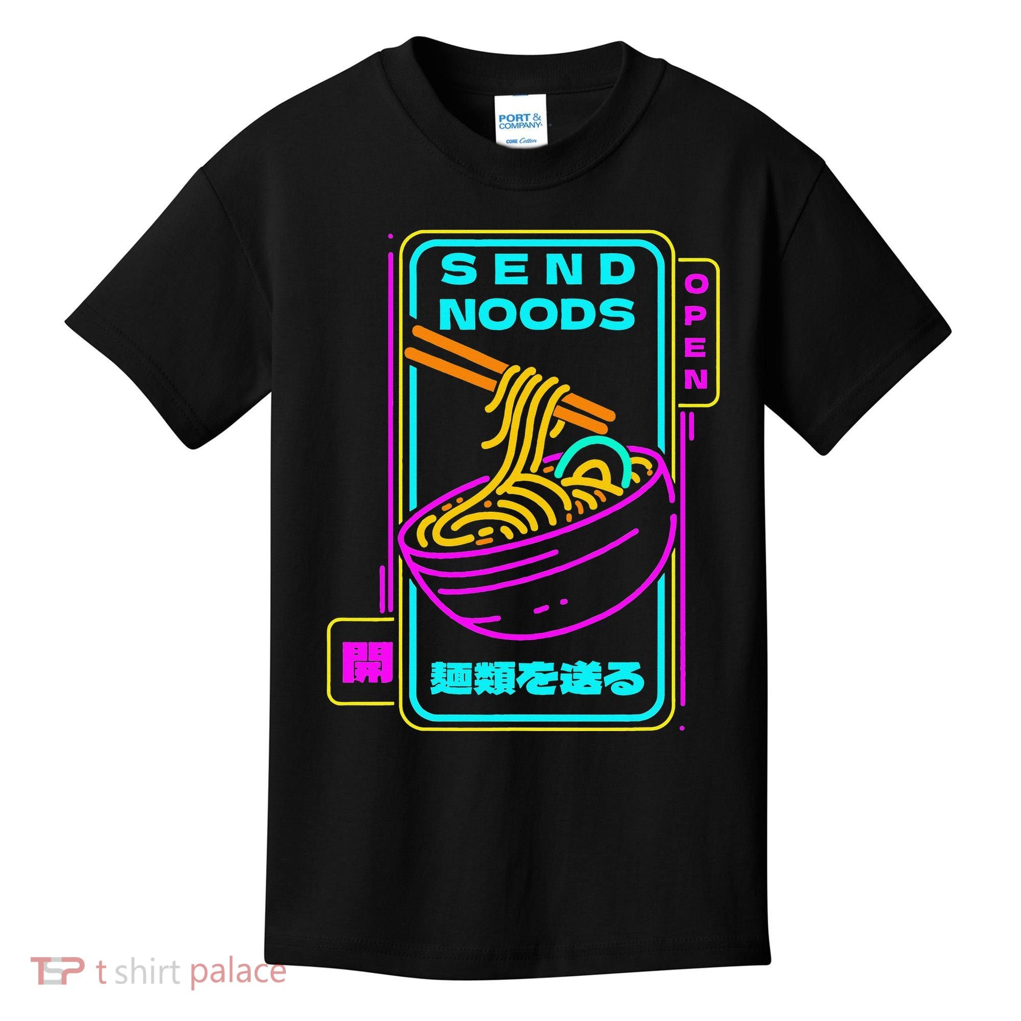 Send Noodle Bowl Funny Ra Noods Anime Japan Neon Glow Tee Kids T-Shirt