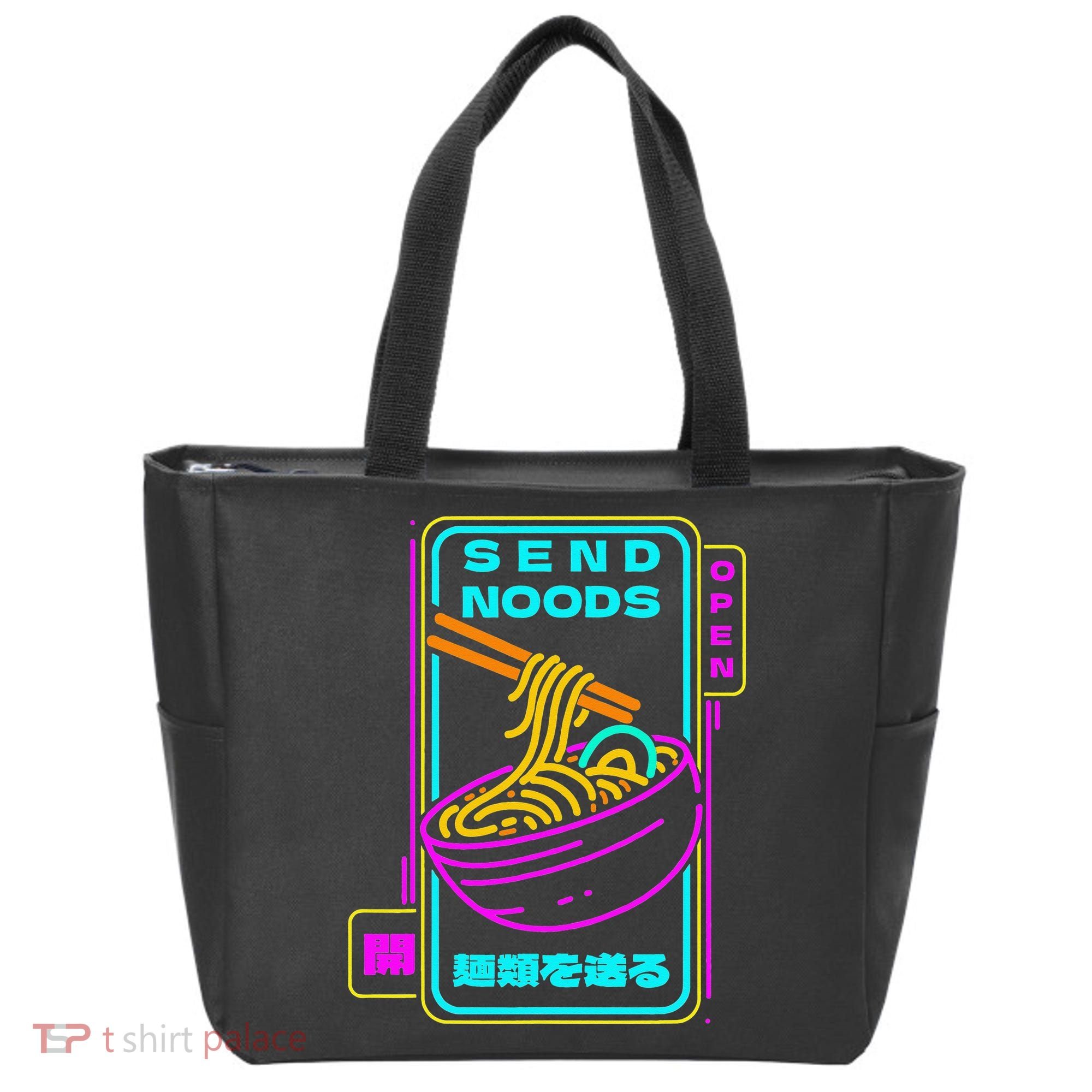 Send Noodle Bowl Funny Ra Noods Anime Japan Neon Glow Tee Tote Bag