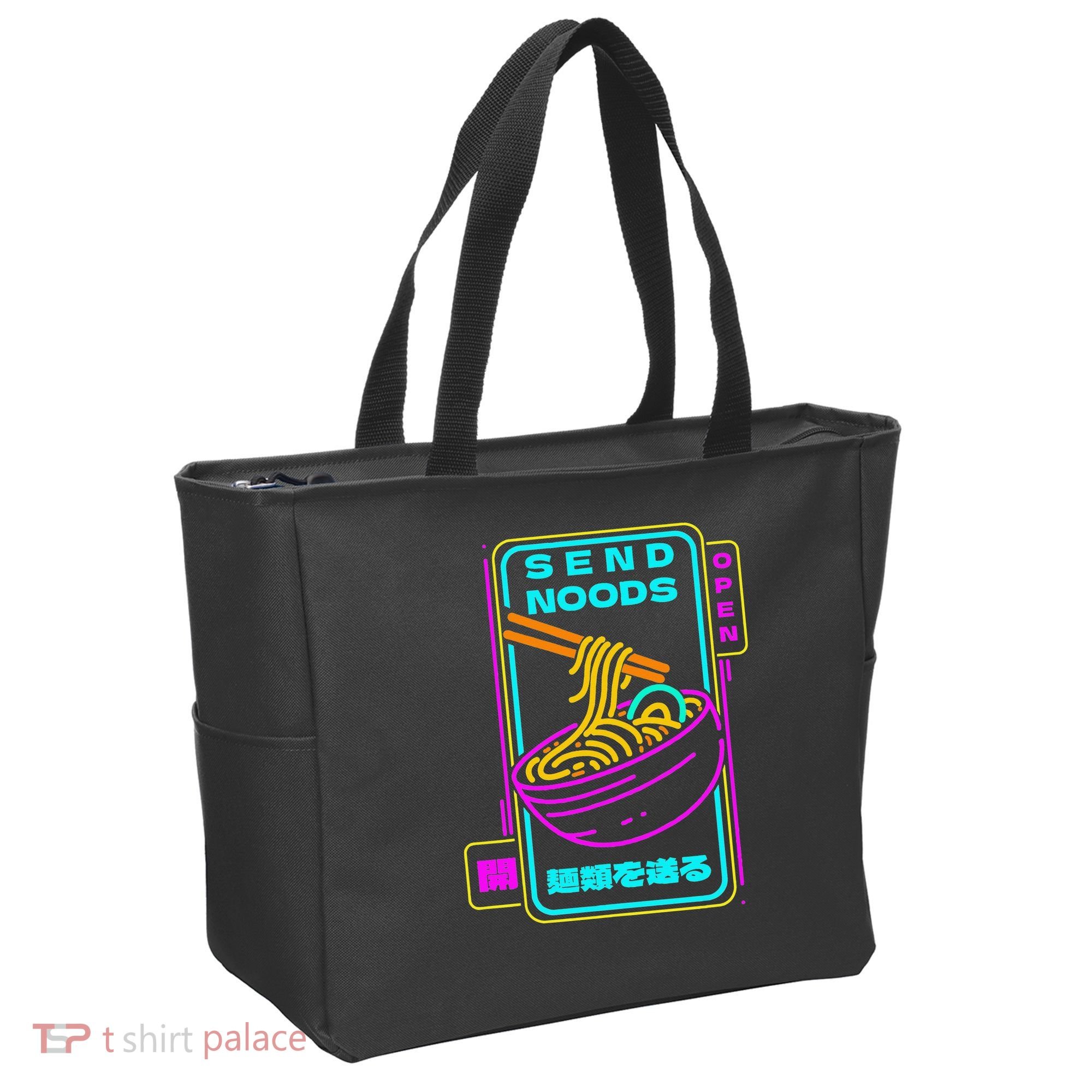 Send Noodle Bowl Funny Ra Noods Anime Japan Neon Glow Tee Tote Bag