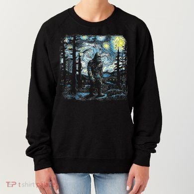 Starry Night Bigfoot Funny Sasquatch Van Gogh Women's Sweatshirt