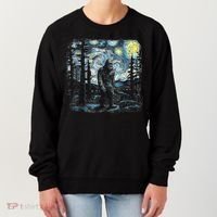 Starry Night Bigfoot Funny Sasquatch Van Gogh Women's Sweatshirt thumb 0