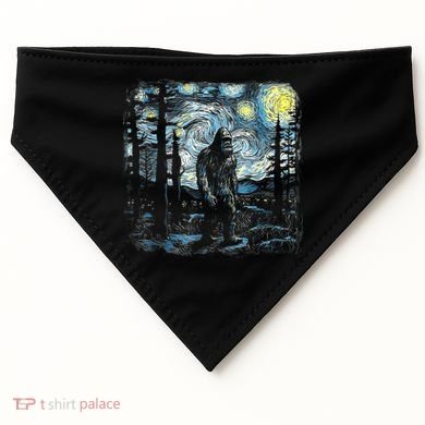 Starry Night Bigfoot Funny Sasquatch Van Gogh USA-Made Doggie Bandana