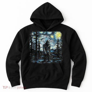 Starry Night Bigfoot Funny Sasquatch Van Gogh Hoodie