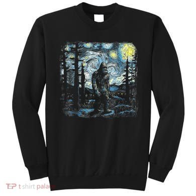 Starry Night Bigfoot Funny Sasquatch Van Gogh Sweatshirt