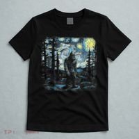 Starry Night Bigfoot Funny Sasquatch Van Gogh T-Shirt thumb 5
