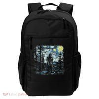 Starry Night Bigfoot Funny Sasquatch Van Gogh Backpack thumb 0