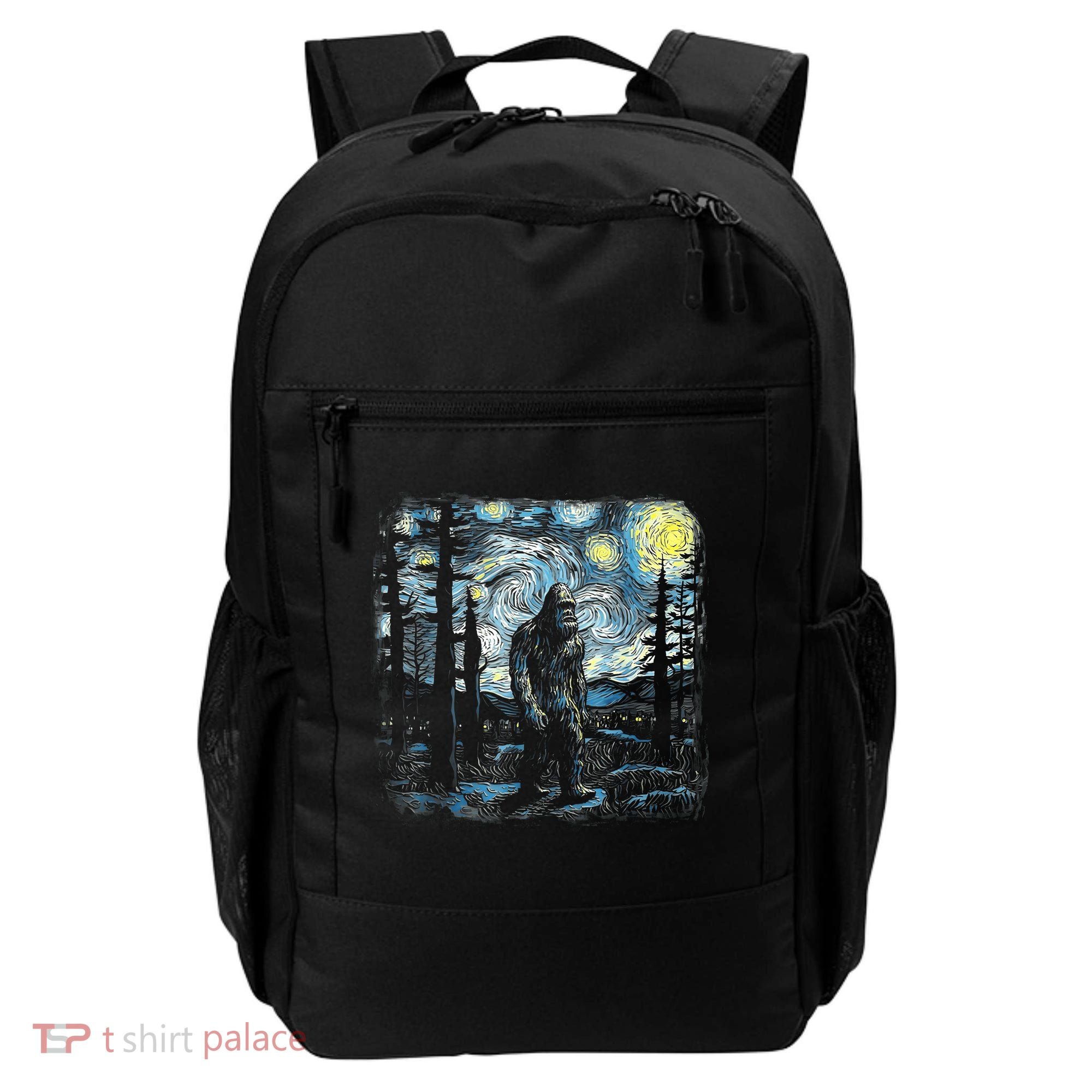 Starry Night Bigfoot Funny Sasquatch Van Gogh Backpack
