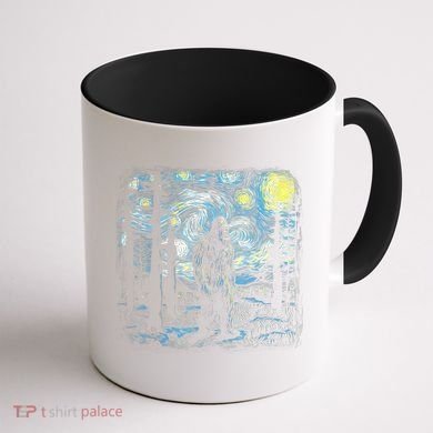 Starry Night Bigfoot Funny Sasquatch Van Gogh Coffee Mug back