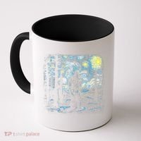 Starry Night Bigfoot Funny Sasquatch Van Gogh Coffee Mug thumb 0