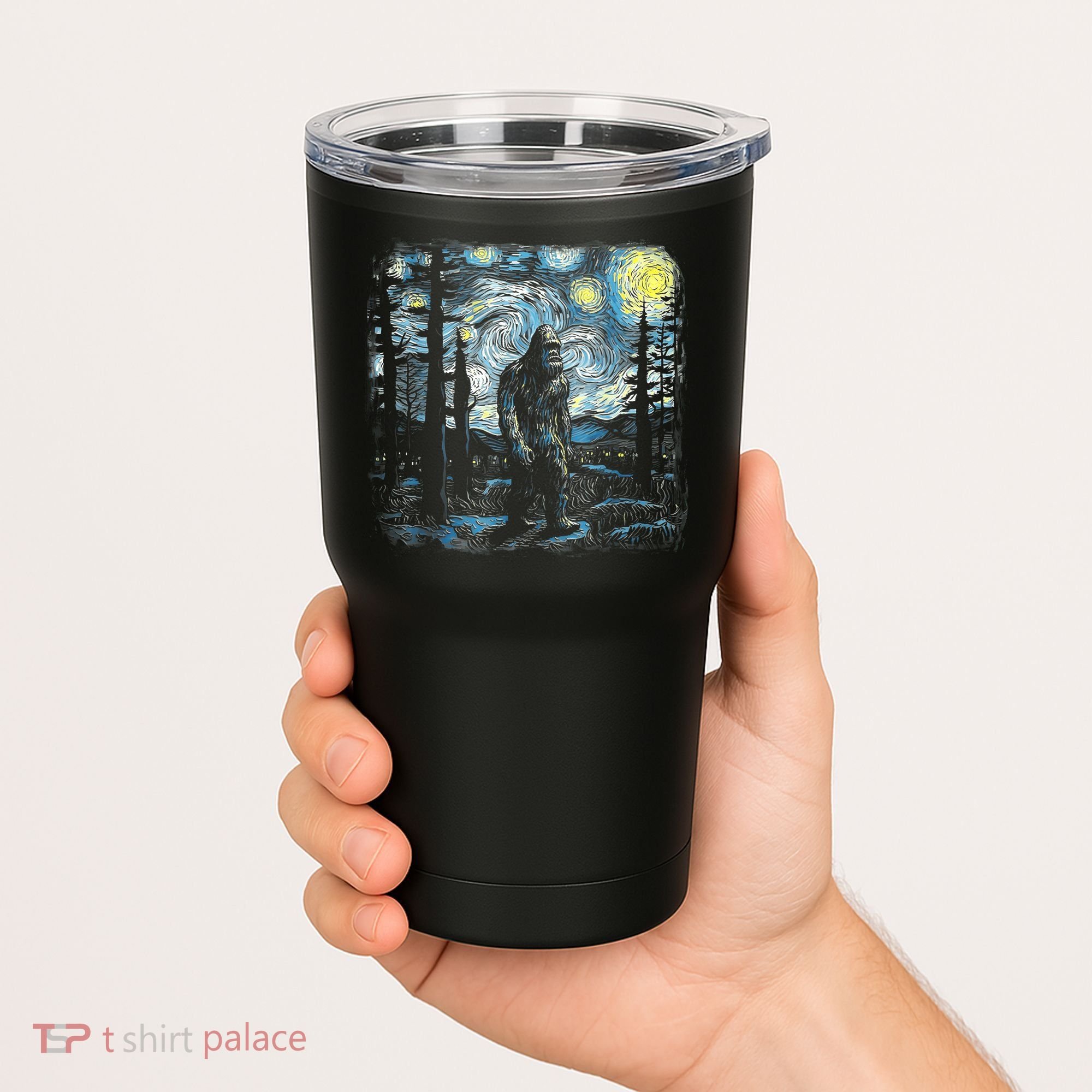Starry Night Bigfoot Funny Sasquatch Van Gogh Tumbler