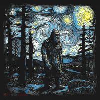 Starry Night Bigfoot Funny Sasquatch Van Gogh Women's Tank Top thumb 5