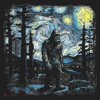 Starry Night Bigfoot Funny Sasquatch Van Gogh Hat thumb 2