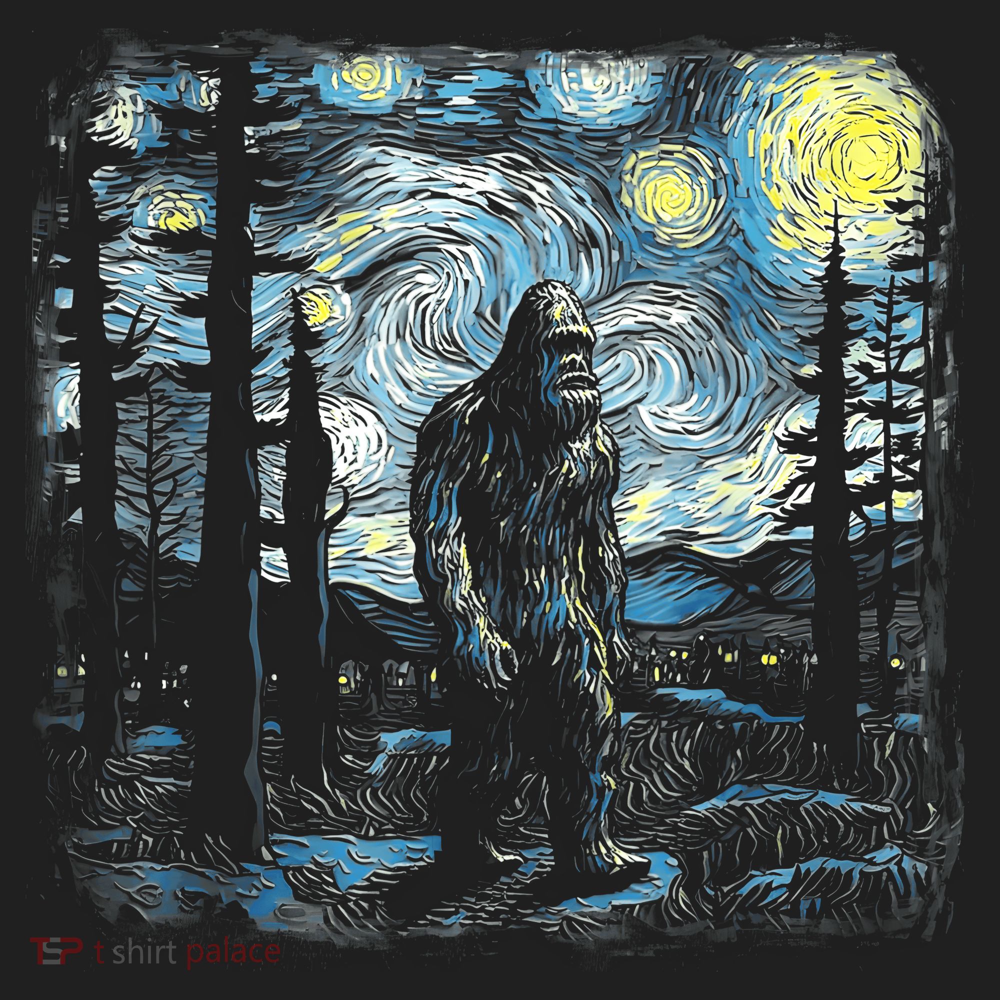 Starry Night Bigfoot Funny Sasquatch Van Gogh Hat