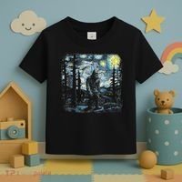 Starry Night Bigfoot Funny Sasquatch Van Gogh Toddler T-Shirt thumb 3