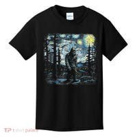 Starry Night Bigfoot Funny Sasquatch Van Gogh Kids T-Shirt thumb 0