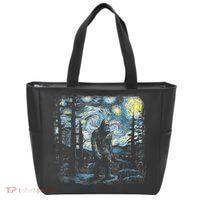 Starry Night Bigfoot Funny Sasquatch Van Gogh Tote Bag thumb 0