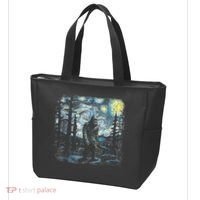 Starry Night Bigfoot Funny Sasquatch Van Gogh Tote Bag thumb 3