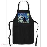 Starry Night Bigfoot Surfing Great Wave Off Kanagawa Apron thumb 0