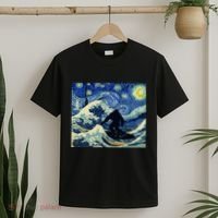 Starry Night Bigfoot Surfing Great Wave Off Kanagawa T-Shirt thumb 2