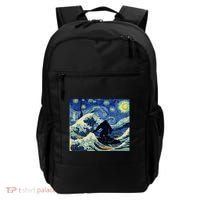 Starry Night Bigfoot Surfing Great Wave Off Kanagawa Backpack thumb 0