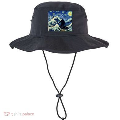 Starry Night Bigfoot Surfing Great Wave Off Kanagawa Bucket Hat