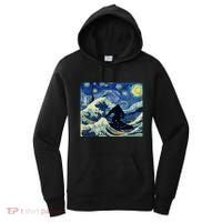 Starry Night Bigfoot Surfing Great Wave Off Kanagawa Women's Hoodie thumb 0
