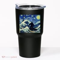 Starry Night Bigfoot Surfing Great Wave Off Kanagawa Tumbler thumb 0