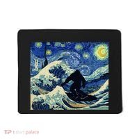 Starry Night Bigfoot Surfing Great Wave Off Kanagawa Mousepad thumb 0