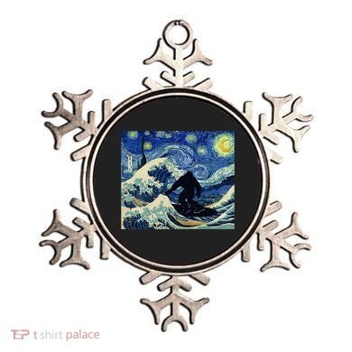 Starry Night Bigfoot Surfing Great Wave Off Kanagawa Ornament