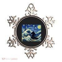 Starry Night Bigfoot Surfing Great Wave Off Kanagawa Ornament thumb 0