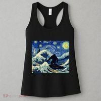 Starry Night Bigfoot Surfing Great Wave Off Kanagawa Women's Tank Top thumb 3