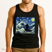 Starry Night Bigfoot Surfing Great Wave Off Kanagawa Tank Top thumb 3