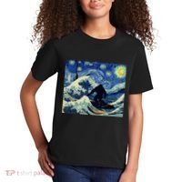 Starry Night Bigfoot Surfing Great Wave Off Kanagawa Kids T-Shirt thumb 2